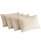 MINIPANDA Beige Pillow Cases Set of 4 Queen Size - Super Soft, Smooth and Breathable Pillow Cases...