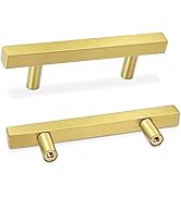 AEEKEL 30 Pack Cabinet Pulls 5" Length Brushed Gold Drawer Handles, 3" Hole Center Square Kitchen...