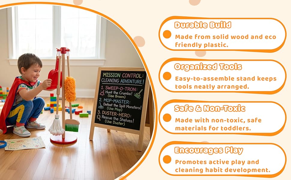 Wooden Detachable Kids Cleaning Set