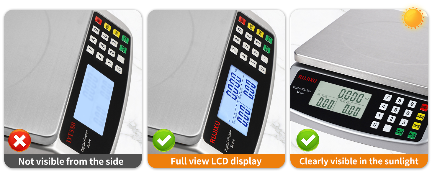 full view lcd display food scale