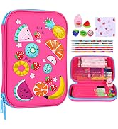 homicozy Pencil Case for Girls,Cute Fruit Stationary Set for Kids,3D EVA School Large Capacity Pe...