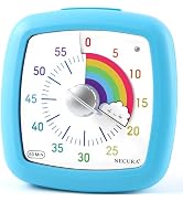 Secura 60-Minute Visual Timer, Timer for Kids with Rainbow Pattern, Kitchen Timer with Pause Func...