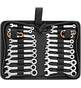 Premium Midget Wrench Set - 22-Piece Mini Combination Wrench Set Metric &amp; SAE Ignition Wrench Set...