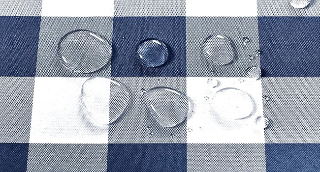 navy blue and white checkered tablecloth