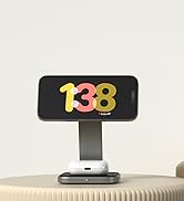 Satechi 2 in 1 Wireless Charger, Qi2 15W Dual Wireless Charger Stand, Magnetic, Foldable Travel C...