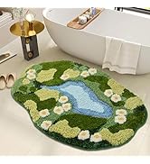 Sisher Moss Bath Mat,Cute Green Bathroom Rug Thick Bathroom Rugs Runner Rug Long Absorbent Non Sl...