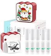 HUIJUTCHEN Pocket Printer for iPhone/Android, Christmas-Themed Mini Sticker Printer with 10 Rolls...