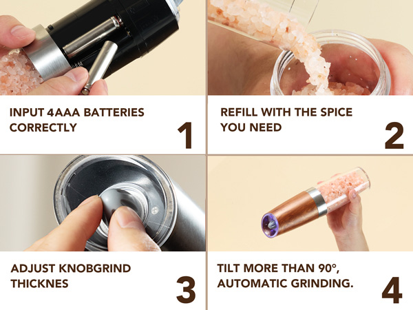 battery operated salt and pepper grinder set