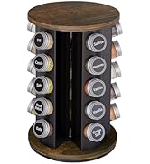 New England Stories Revolving Spice Rack Set with 25 Spice Jars, Kitchen Spice Tower Organizer fo...