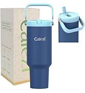 Cafezi 40 oz Flip Straw Tumbler, Stainless Steel Vacuum Insulated Tumblers with Flip Straw and To...