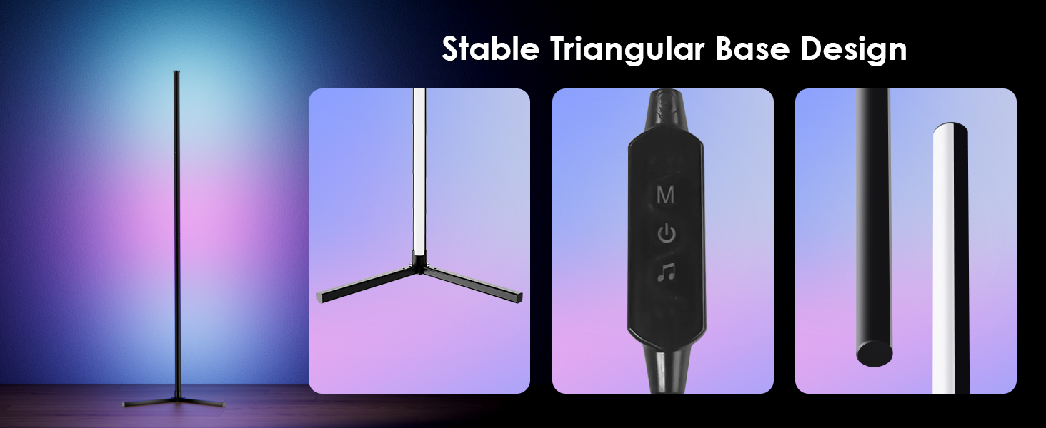 Corner Floor Lamp with Triangle Base