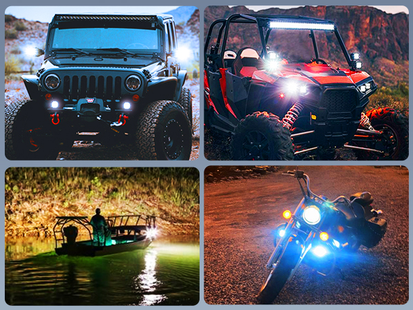 2PCS 42W Flush Mount LED Pods Spot Flood Combo Beam Driving Light Grill Mount Light