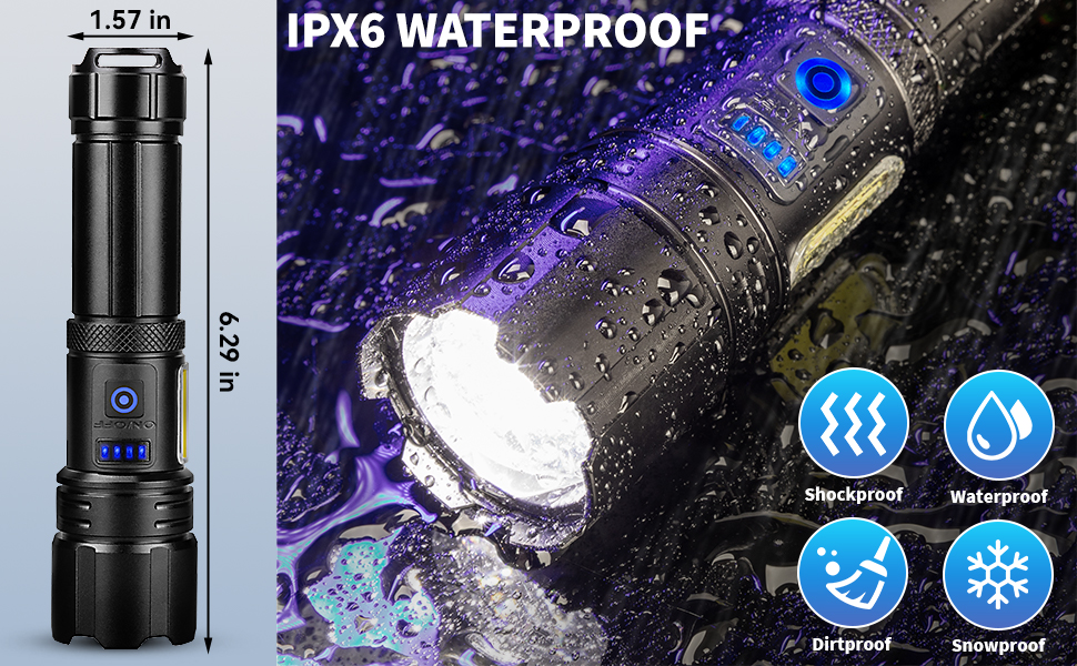 Rechargeable Flashlight High Lumens Flashlights, 900000 Lumen Super Bright LED Flash Light