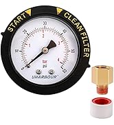 UHARBOUR 60psi Pressure Gauge, 2" Dial with Protection Case and 1/4"NPT Center Back Mount, Clean ...