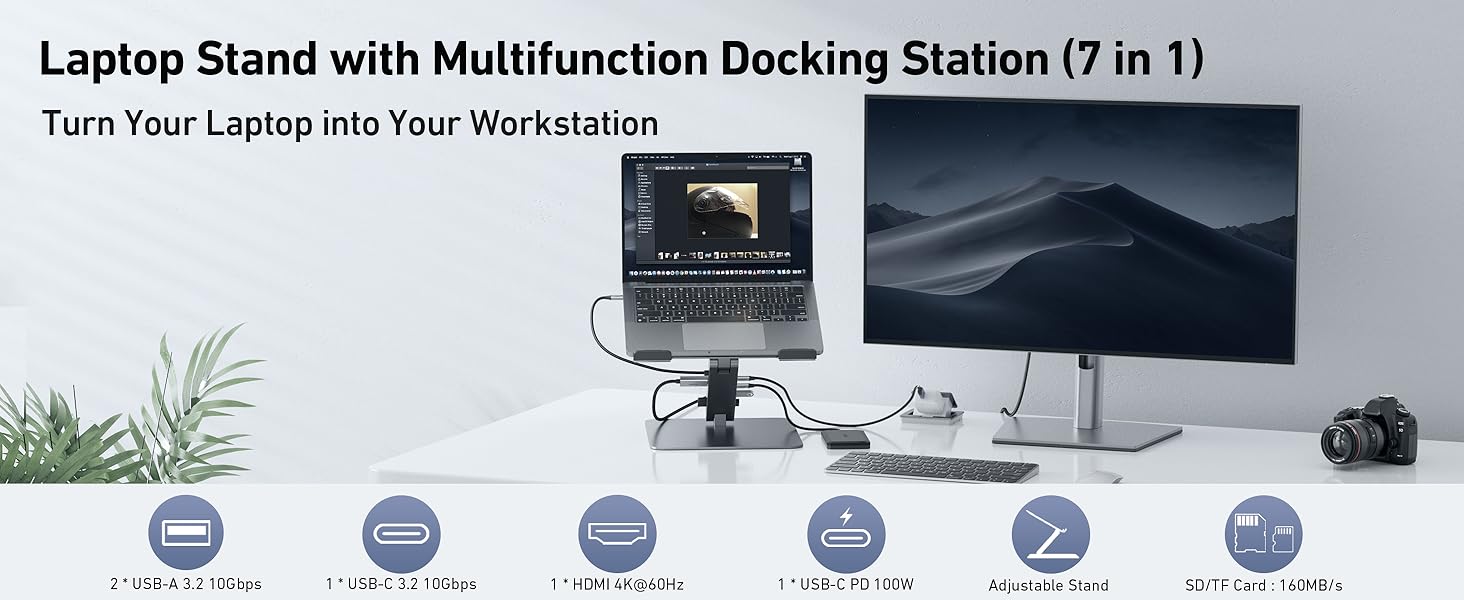 BENFEI Laptop Stand with USB C 7in1 Docking Station