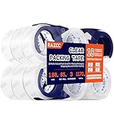 RAZCC Packing Tape, 18 Rolls Clear Heavy Duty Packaging Tape with Dispensers for Packing, Shippin...