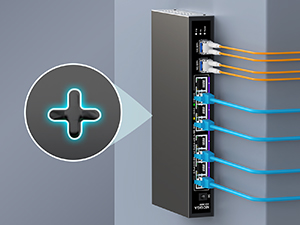 a photo of a router with a blue glow.