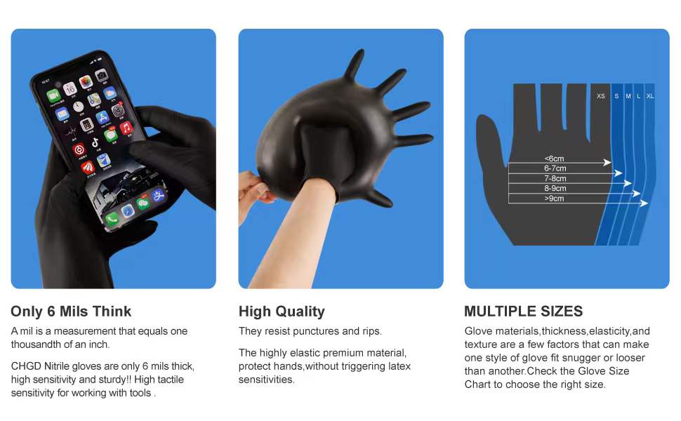 Nitrile Black Disposable Gloves