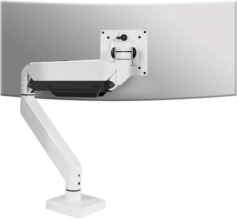 White Ultrawide Single Monitor Arm Heavy Duty Desk Mount Computer Monitor Stand for 17 to 46 Inch Adjustable Gas Spring Monitor, Screen up to 30Lbs with VESA Max 100X100Mm M7P
