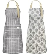 NLUS 2 Pack Waterproof Cooking Aprons, Adjustable Bib Soft Chef Apron with 2 Pockets for Men Wome...