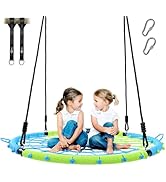 Trekassy 750lbs 40" Spider Web Saucer Tree Swing for Kids Adults, Outdoor Net Swing with Steel Fr...