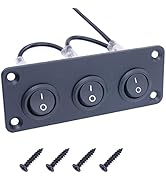 TWTADE 3 Gang Rocker Switch Panel and Rocker Switch 12V ON/Off Round Rocker Toggle Switch 2Pin SP...