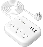 European Travel Plug Adapter with USB C, ROOTOMA Outlet Converter US to Europe 3 Outlets 3 USB Po...