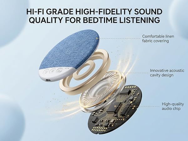 Ultra-Thin Bluetooth Pillow Speaker with White Noise Timer Wireless Sleep Aid