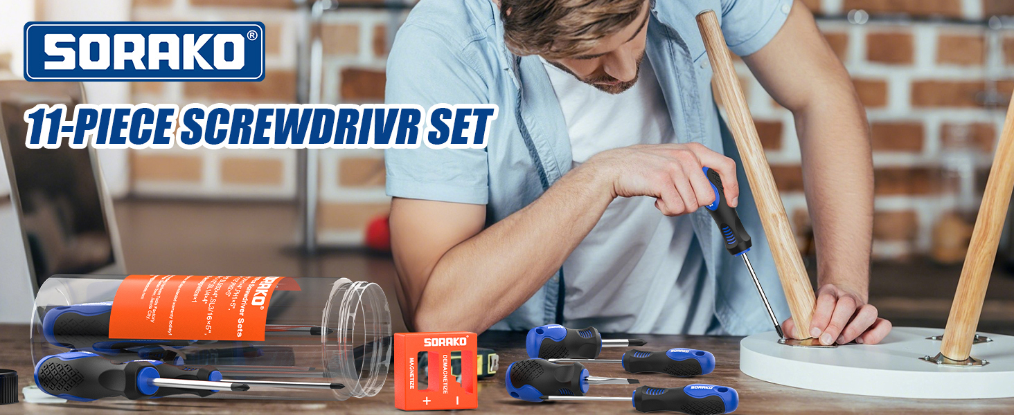 5 Phillips and 5 Slotted Tips Professional Cushion Grip Screwdriver Set