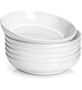 DOWAN 8.5" Pasta Bowls, 32oz Salad Bowls Set of 6, Natural White Ceramic Serving Bowls, Porcelain...