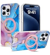 ETPESOK for iPhone 14 Pro Max Case Marble Pattern with Magnetic Ring Holder [Compatible with MagS...