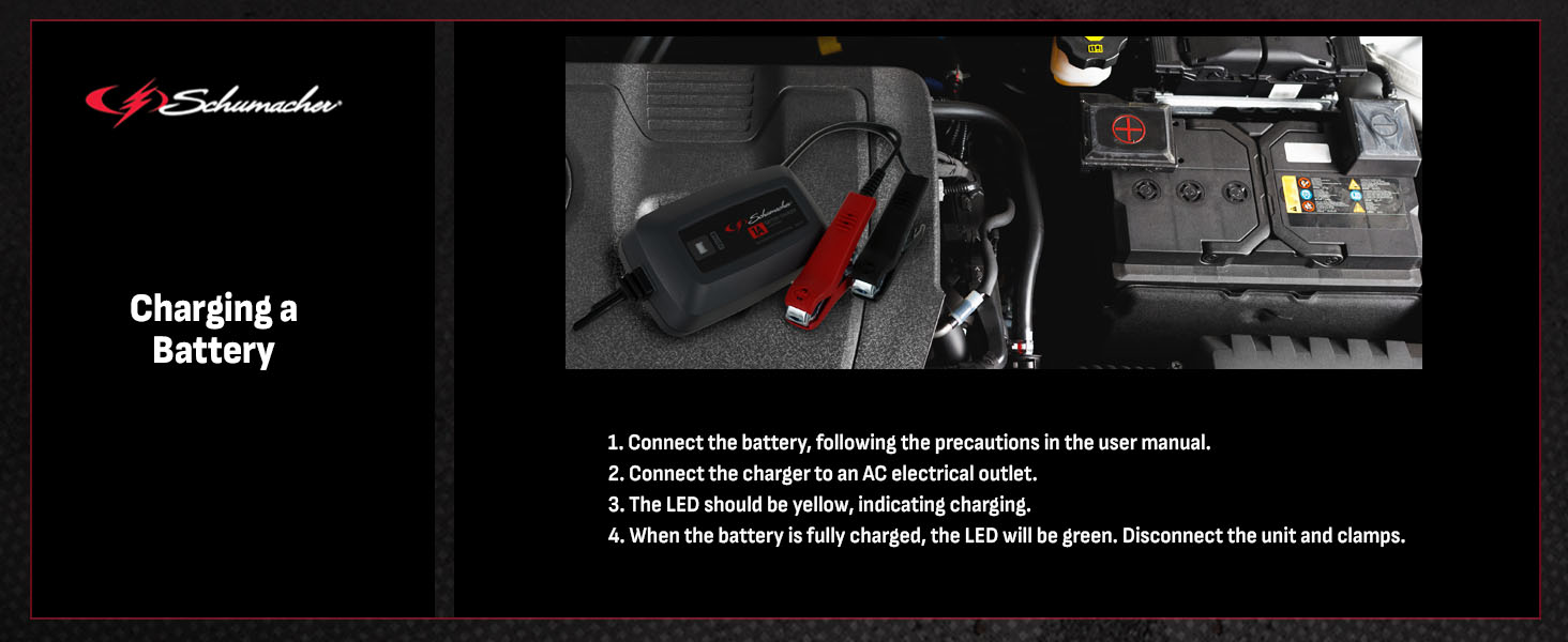 How to use the SC1586 car battery charger and maintainer to charge an automobile battery.