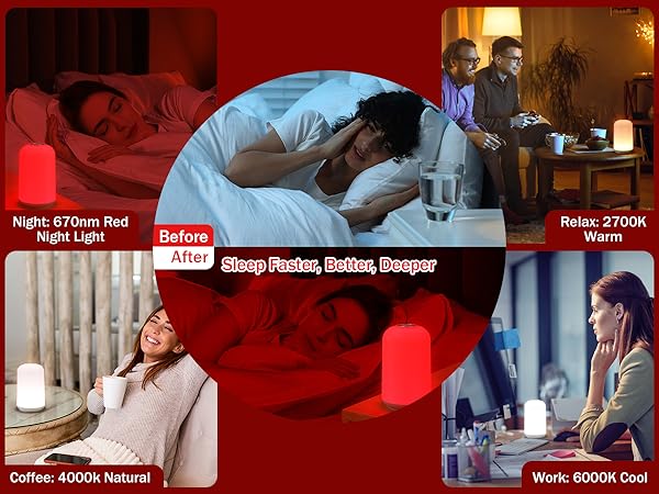 multifunctional night light red light for sleep warm natural cool white for relax coffee work