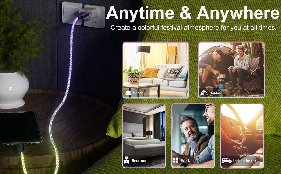 led light up usb c fast charging cable