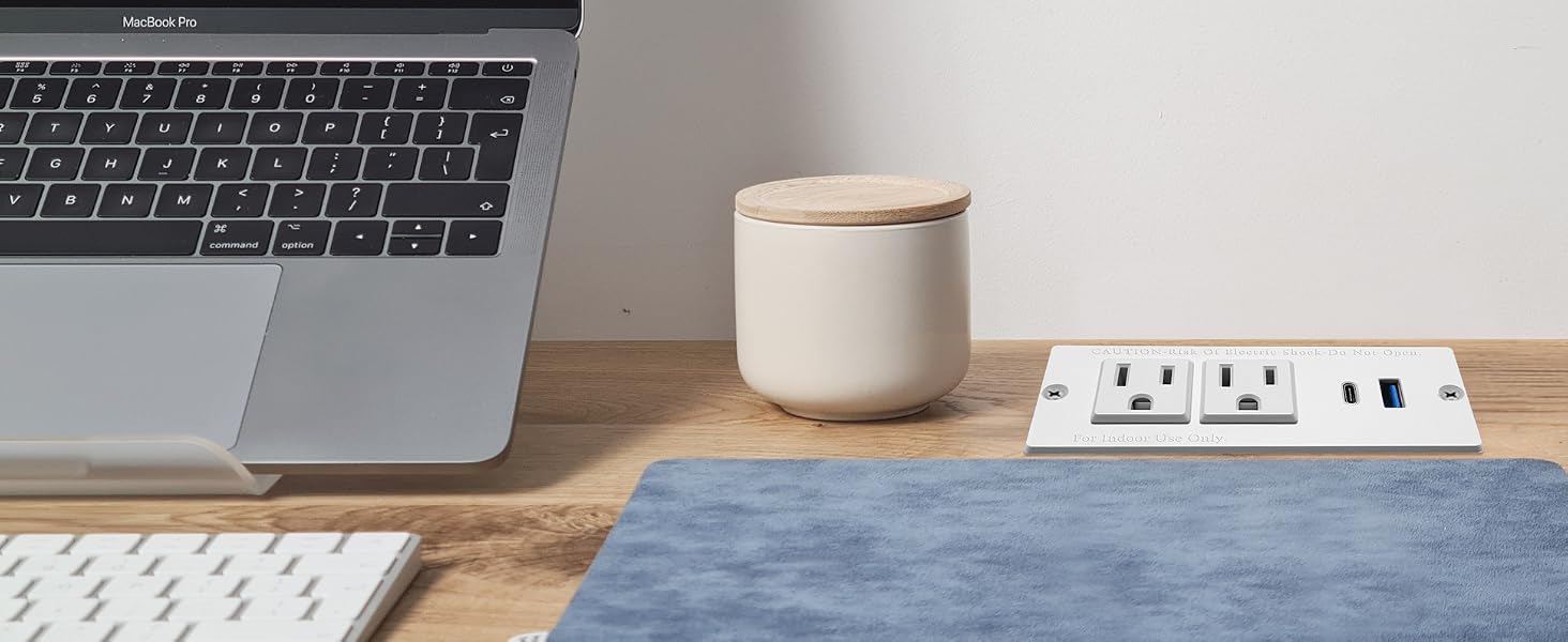 Desk Recessed Power Strip with USB C