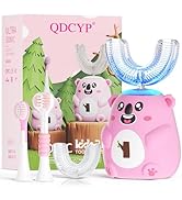 QDCYP Kids U Shaped Electric Toothbrush, Automatic 360° Sonic Cleaning, 6 Modes, 4 Brush Heads, C...