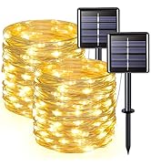 JMEXSUSS 2 Pack Warm White Solar String Lights, Total 66FT 200 LED Solar Christmas Lights Outdoor...