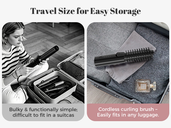 travel round brush heated mini curl iron for short medium long hair