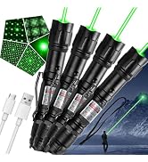 LETEAPII [4 Packs] Green Light Flashlight, Long Range Rechargeable Tactical Flashlights with Star...