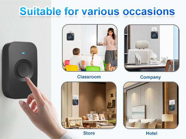 Wireless Doorbell with 3 receivers 1 Button,IP55 Waterproof,1300 FT/400M Remote Doorbell