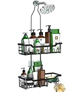 Joqixon Shower Caddy Hanging Organizer, Extra Large Rack Over Showerhead with Hooks, Adjustable H...