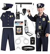 Police Costume for Kids, Cop Pretend Play Toys with Accessories for Dress Up, Role Play Set with ...