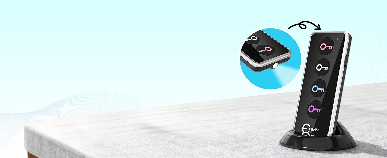 Key Finder, Esky 80dB Item Locator, 1 Transmitter with 4 Receivers, Item Tracker with 131ft