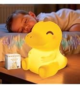 Huggwaii Squishy Dinosaur Night Light for Kids, Dimmable Silicone Kids Night Light with 4 White N...