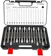 TOMMARS 16-Pc Long Hex Bit Socket Set, Extra Long Allen Socket Set, CR-V and S2 Steel, SAE &amp; Metr...