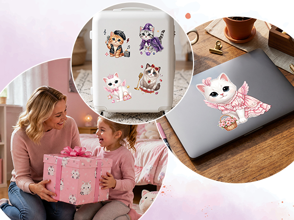 Dress Up Kitten Sticker for Girls