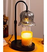 Warlisou Adjustable Candle Warmer Lamp with Timer - Grey Lampshade + Black Base