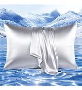 Elegear Cooling Pillow Cases for Hot Sleepers, Upgraded Arc-Chill Cooling Satin Pillowcase Q-max>...