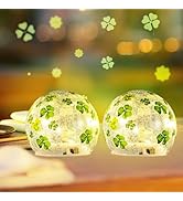 Lumoza 2PCS St Patricks Day Decorations Lights,3.93'' Lighted Glass Ball Tabletop Irish Decor LED...