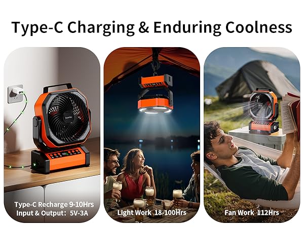 portable camping fan with light